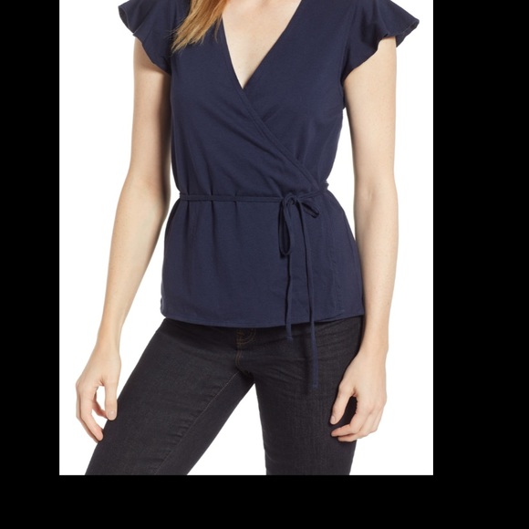 Jcrew J.Crew wrap front tie flutter sleeve top - Picture 2 of 2